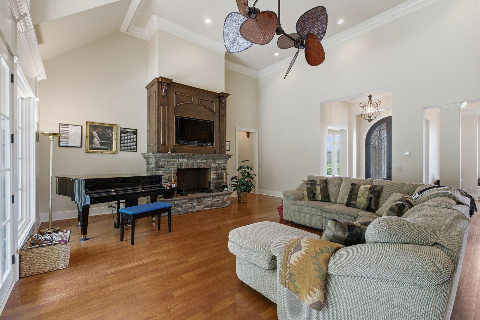 Stone fireplace detail